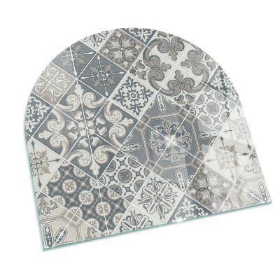 Glass fire hearth semi-oval Decorative mosaic pattern