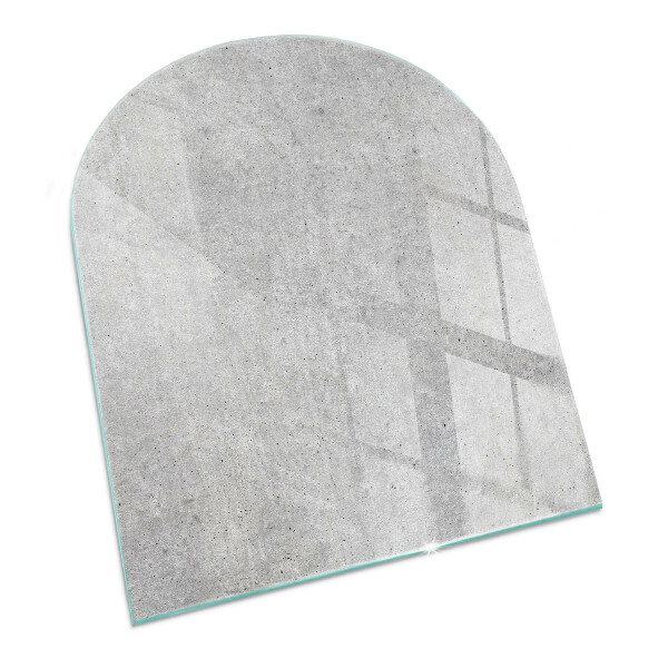 Glass hearth semi-oval Raw concrete texture