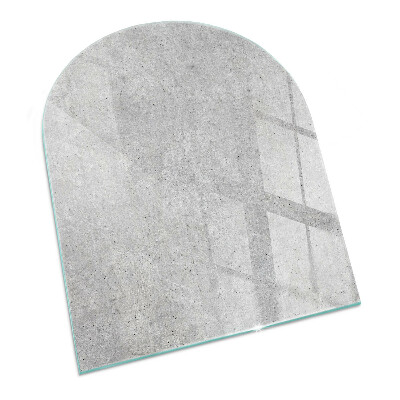 Glass hearth semi-oval Raw concrete texture