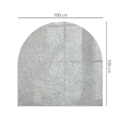 Glass hearth semi-oval Raw concrete texture