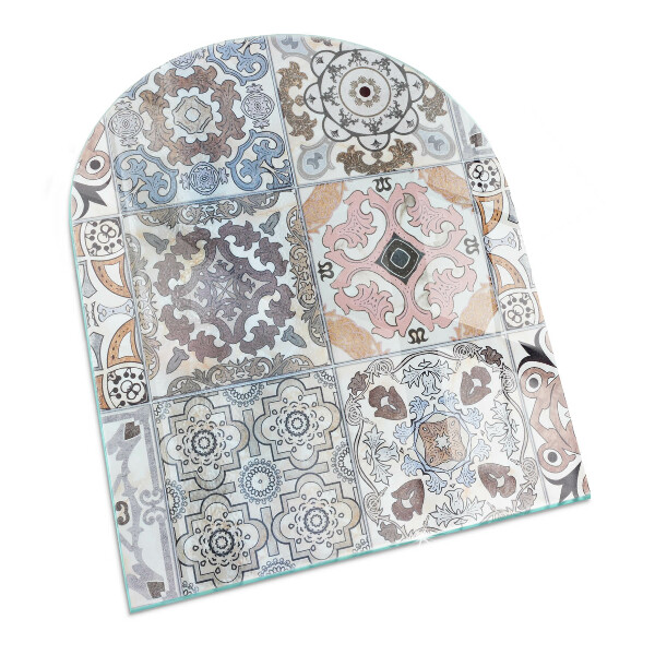 Glass hearth semi-oval Mosaic patterns in tiles