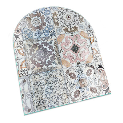 Glass hearth semi-oval Mosaic patterns in tiles