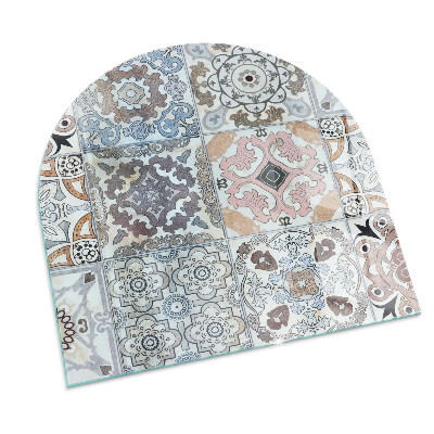 Glass hearth semi-oval Mosaic patterns in tiles