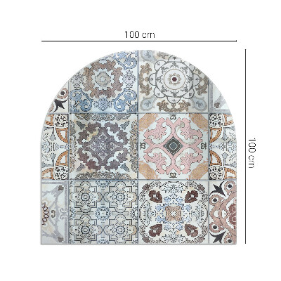 Glass hearth semi-oval Mosaic patterns in tiles