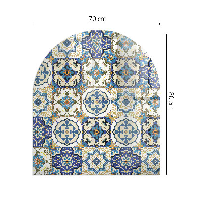 Glass fire hearth semi-oval Mosaic pattern with flowers