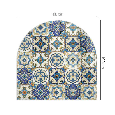 Glass fire hearth semi-oval Mosaic pattern with flowers