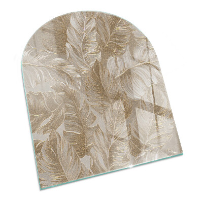 Glass fire hearth semi-oval Leaves in subtle patterns