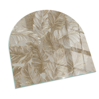Glass fire hearth semi-oval Leaves in subtle patterns