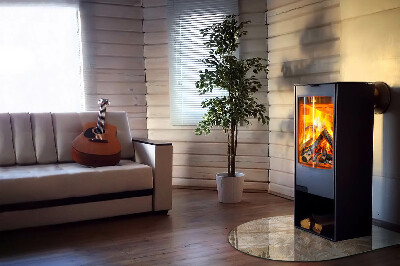 Glass fire hearth semi-oval Leaves in subtle patterns