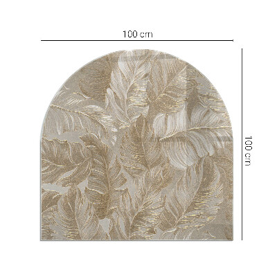 Glass fire hearth semi-oval Leaves in subtle patterns