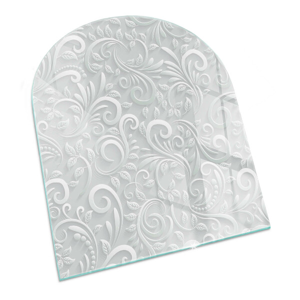 Glass hearth semi-oval Elegant plant pattern
