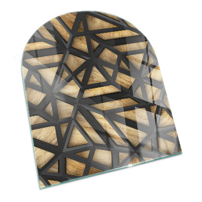 Glass fire hearth semi-oval Geometry with wood