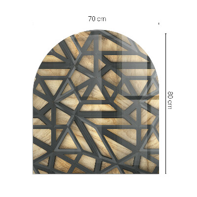 Glass fire hearth semi-oval Geometry with wood