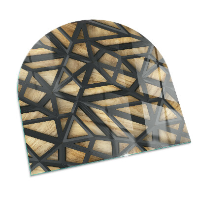 Glass fire hearth semi-oval Geometry with wood