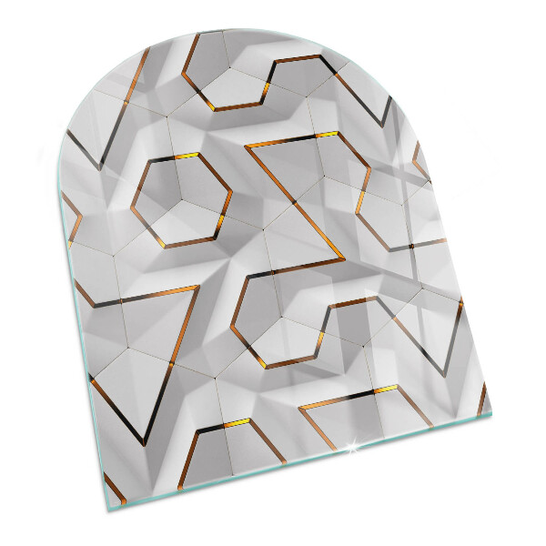 Glass hearth semi-oval Geometric 3D pattern