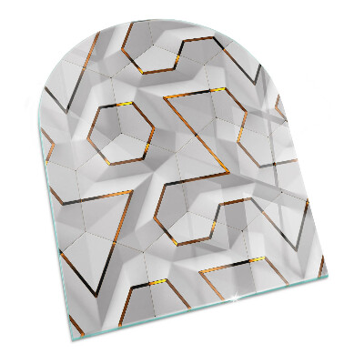 Glass hearth semi-oval Geometric 3D pattern