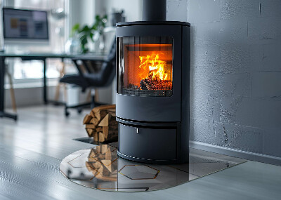 Glass hearth semi-oval Geometric 3D pattern