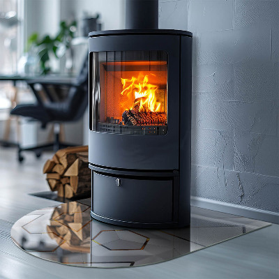 Glass hearth semi-oval Geometric 3D pattern