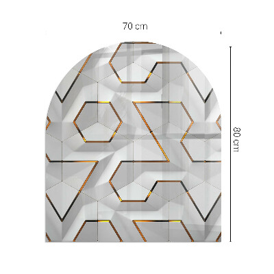 Glass hearth semi-oval Geometric 3D pattern
