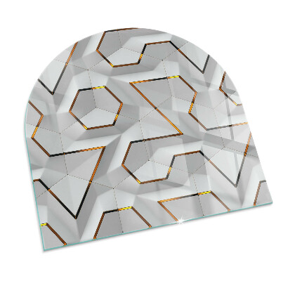 Glass hearth semi-oval Geometric 3D pattern