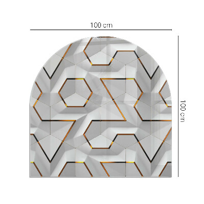 Glass hearth semi-oval Geometric 3D pattern
