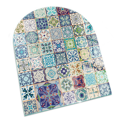 Glass fire hearth semi-oval Mosaic patterns on tiles
