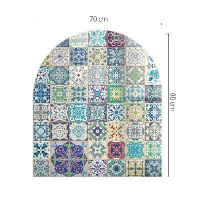 Glass fire hearth semi-oval Mosaic patterns on tiles