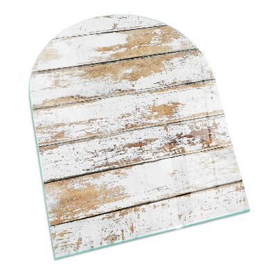 Glass hearth semi-oval Damaged wooden board