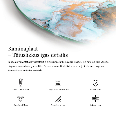 Glass hearth semi-oval Damaged wooden board
