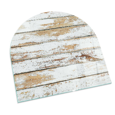 Glass hearth semi-oval Damaged wooden board
