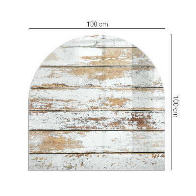 Glass hearth semi-oval Damaged wooden board