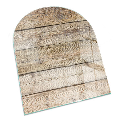 Glass hearth semi-oval Natural wood planks