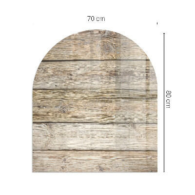 Glass hearth semi-oval Natural wood planks