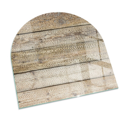 Glass hearth semi-oval Natural wood planks
