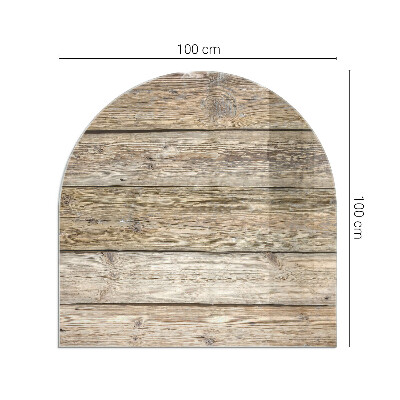 Glass hearth semi-oval Natural wood planks