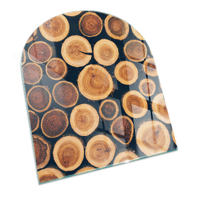 Glass fire hearth semi-oval Box with cut wood