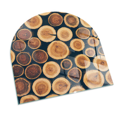 Glass fire hearth semi-oval Box with cut wood