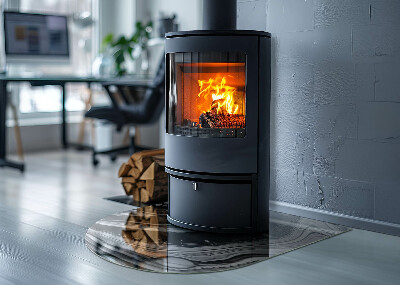 Glass fire hearth semi-oval Abstract waves and lines
