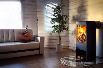 Glass fire hearth semi-oval Abstract waves and lines