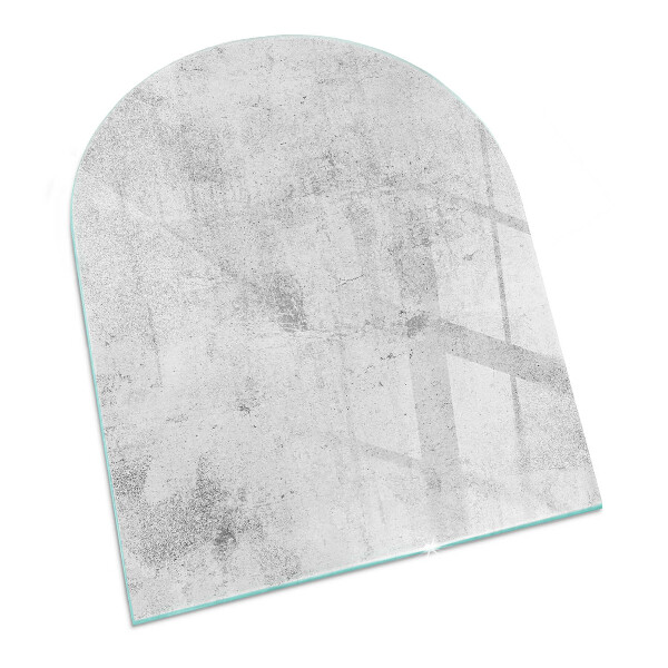 Glass hearth semi-oval Raw concrete texture