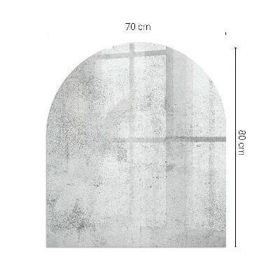 Glass hearth semi-oval Raw concrete texture