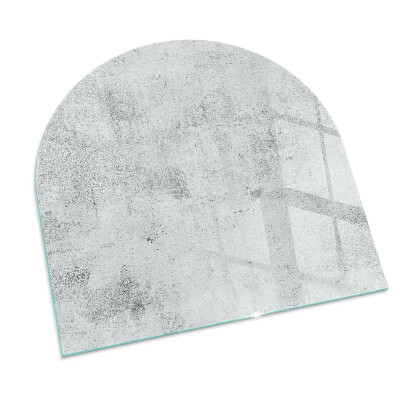Glass hearth semi-oval Raw concrete texture