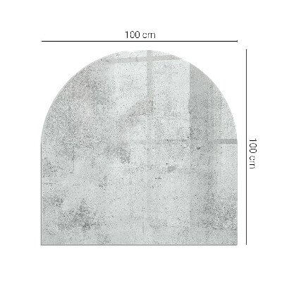 Glass hearth semi-oval Raw concrete texture