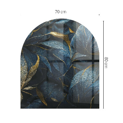 Glass fire hearth semi-oval Elegant leaves in texture