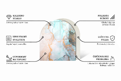Glass hearth semi-oval Abstract fluid pattern