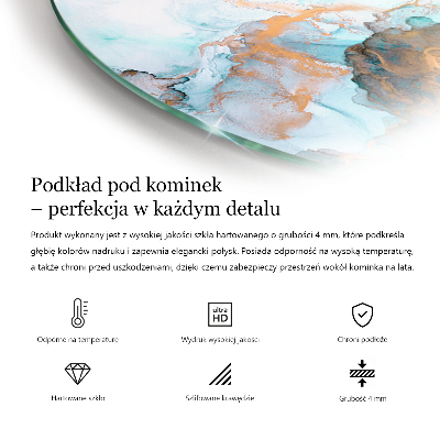 Glass hearth semi-oval Abstract fluid pattern