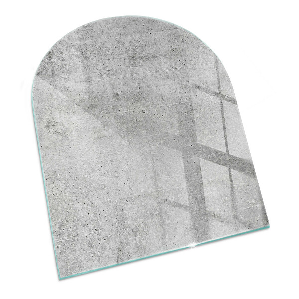Glass fire hearth semi-oval Raw concrete texture