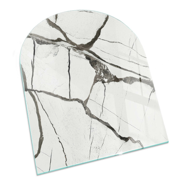 Glass fire hearth semi-oval Marble Vein Pattern