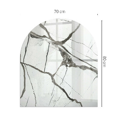 Glass fire hearth semi-oval Marble Vein Pattern