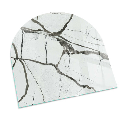 Glass fire hearth semi-oval Marble Vein Pattern